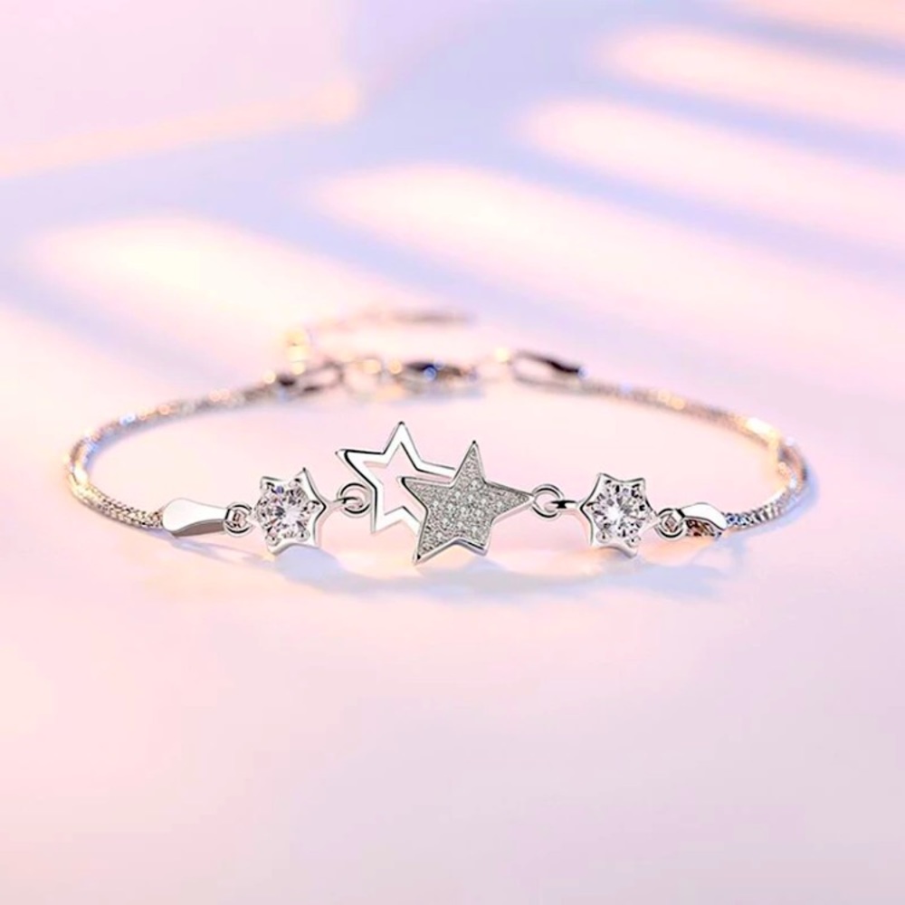 💫 Sterling Silver 925 Star ⭐️ Diamond Bracelet